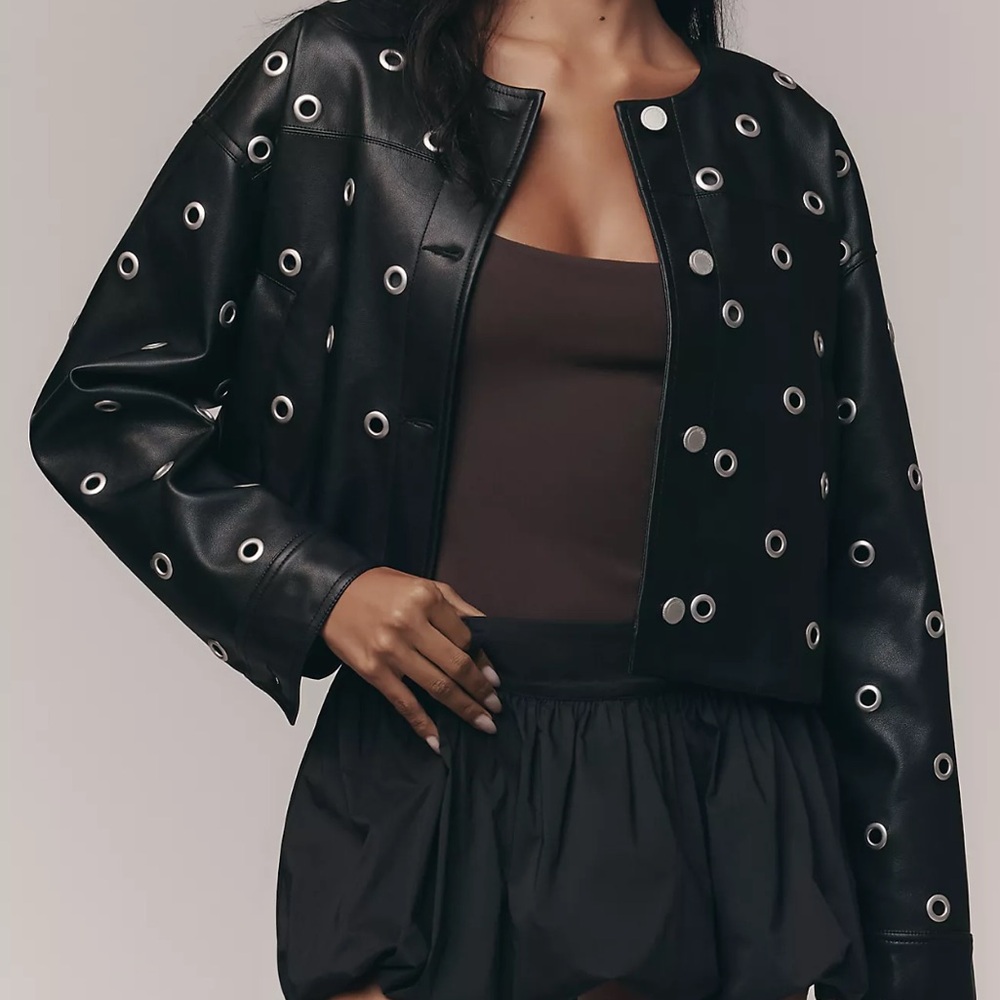 NWT BLANKNYC Faux Leather Grommet Jacket Anthropologie Size Large